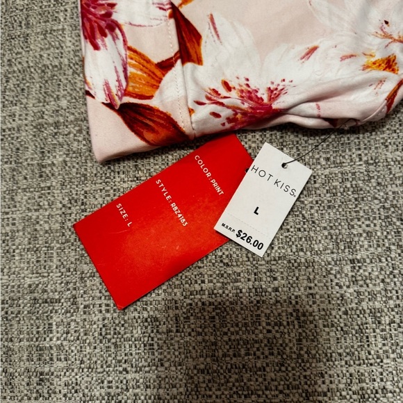 Hot Kiss Tropical Pink Floral Sports Tank Top Athletic Sports Bra Sz Large - Picture 5 of 10